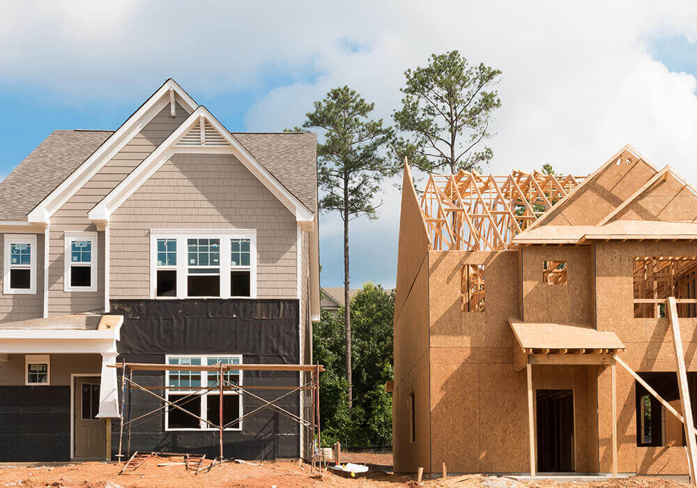 homes in stage of building and remodel